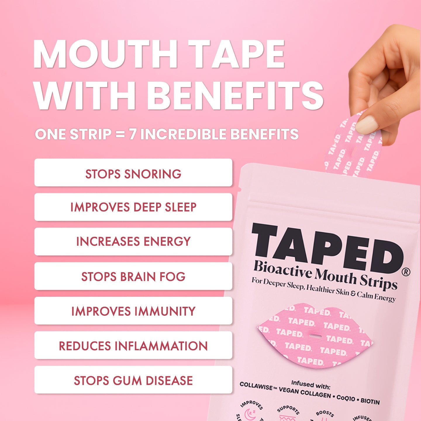 TAPED™ Infused Mouth Tape for Sleep, Skin & Energy